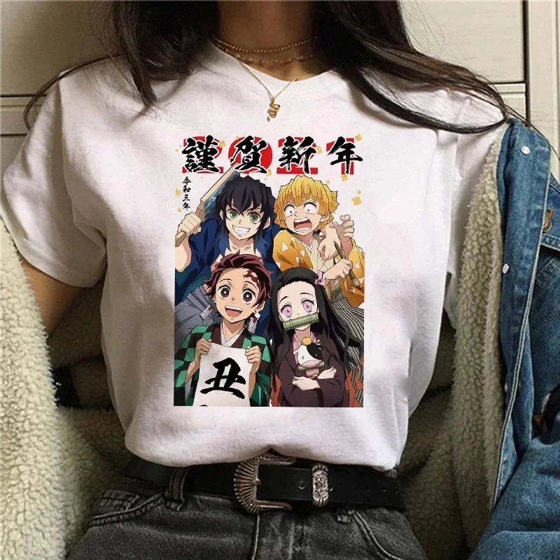 Demon Slayer T Shirt Women Kimetsu No Yaiba Nezuko Tshirt Female Tanjirou Kamado Graphic Tee Shirt Japanese Anime Manga T-shirt