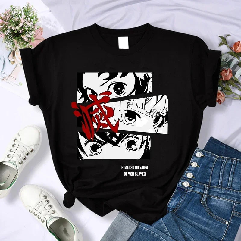 Demon Slayer T Shirt Women Kimetsu No Yaiba Nezuko Tshirt Female Tanjirou Kamado Graphic Tee Shirt Japanese Anime Manga T-shirt