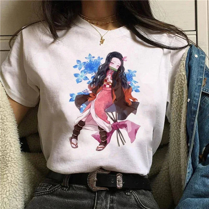 Demon Slayer T Shirt Women Kimetsu No Yaiba Nezuko Tshirt Female Tanjirou Kamado Graphic Tee Shirt Japanese Anime Manga T-shirt