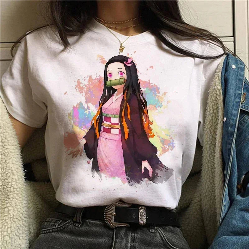 Demon Slayer T Shirt Women Kimetsu No Yaiba Nezuko Tshirt Female Tanjirou Kamado Graphic Tee Shirt Japanese Anime Manga T-shirt