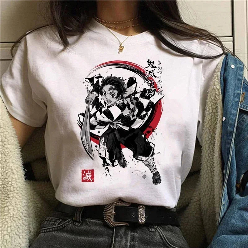 Demon Slayer T Shirt Women Kimetsu No Yaiba Nezuko Tshirt Female Tanjirou Kamado Graphic Tee Shirt Japanese Anime Manga T-shirt