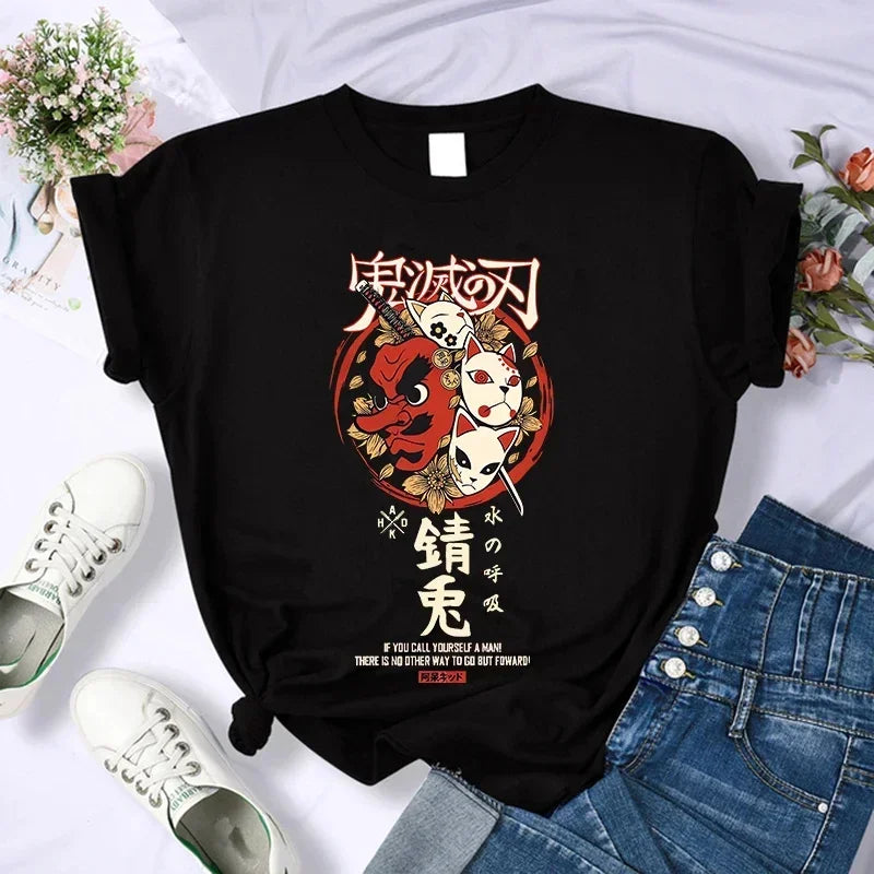 Demon Slayer T Shirt Women Kimetsu No Yaiba Nezuko Tshirt Female Tanjirou Kamado Graphic Tee Shirt Japanese Anime Manga T-shirt
