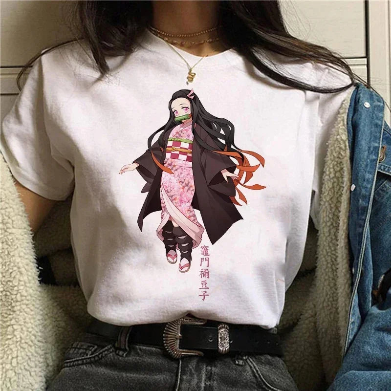 Demon Slayer T Shirt Women Kimetsu No Yaiba Nezuko Tshirt Female Tanjirou Kamado Graphic Tee Shirt Japanese Anime Manga T-shirt