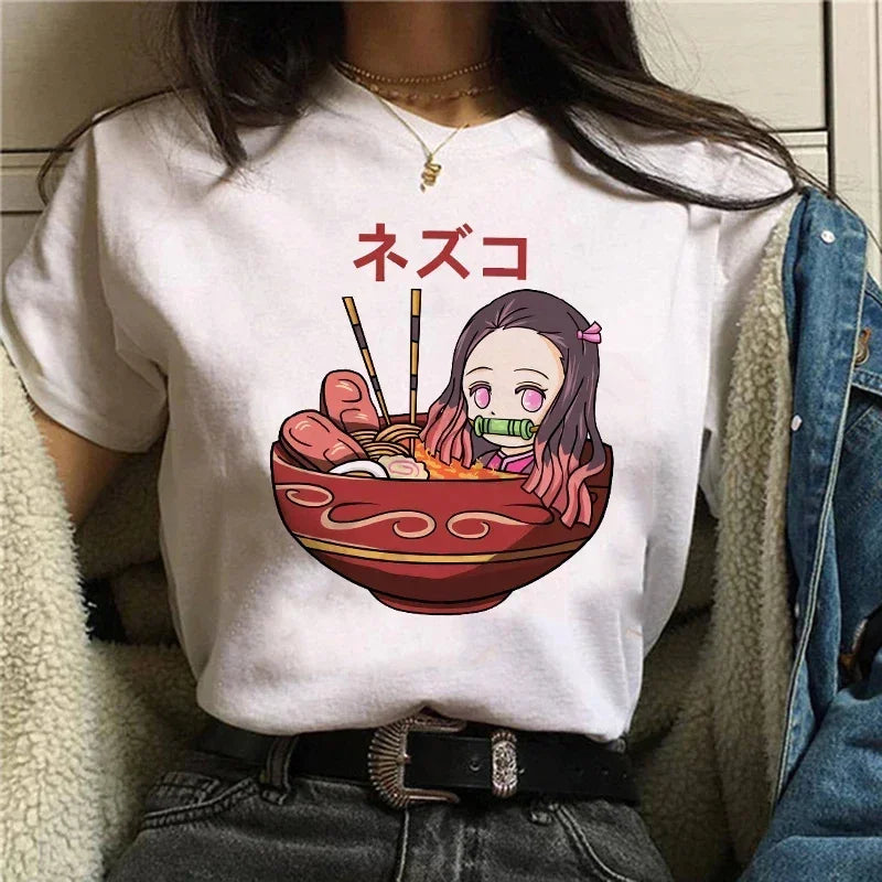 Demon Slayer T Shirt Women Kimetsu No Yaiba Nezuko Tshirt Female Tanjirou Kamado Graphic Tee Shirt Japanese Anime Manga T-shirt