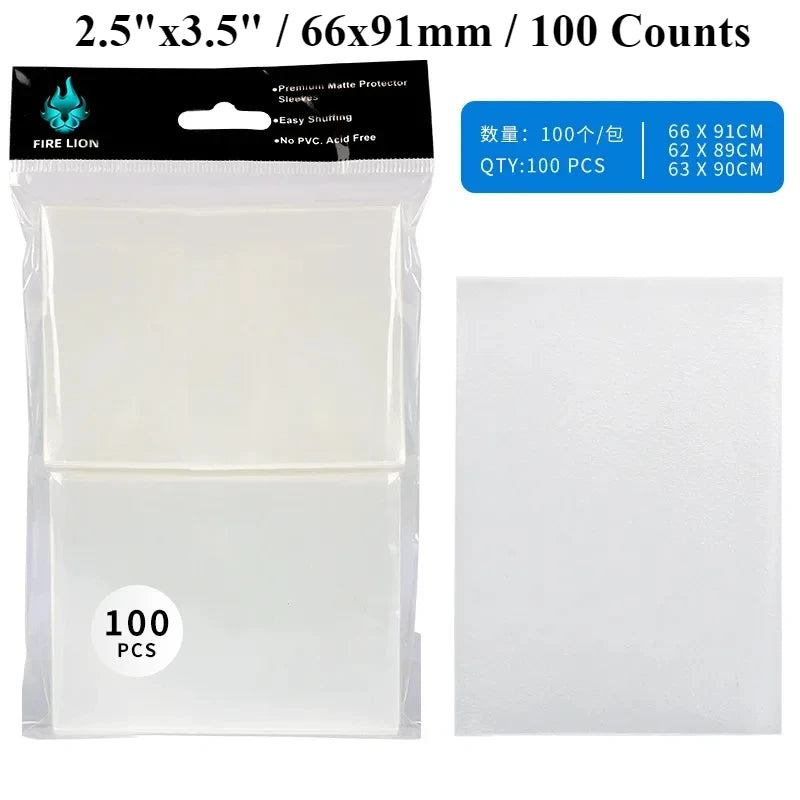 100 PCS 66x91mm Matte Colorful Standard Size Card Sleeves TCG Trading Cards Protector Tarot Shield Board Games Magical Cover PKM