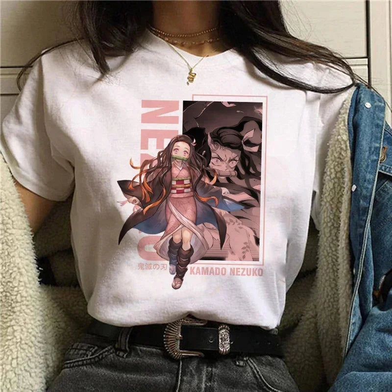 Demon Slayer T Shirt Women Kimetsu No Yaiba Nezuko Tshirt Female Tanjirou Kamado Graphic Tee Shirt Japanese Anime Manga T-shirt