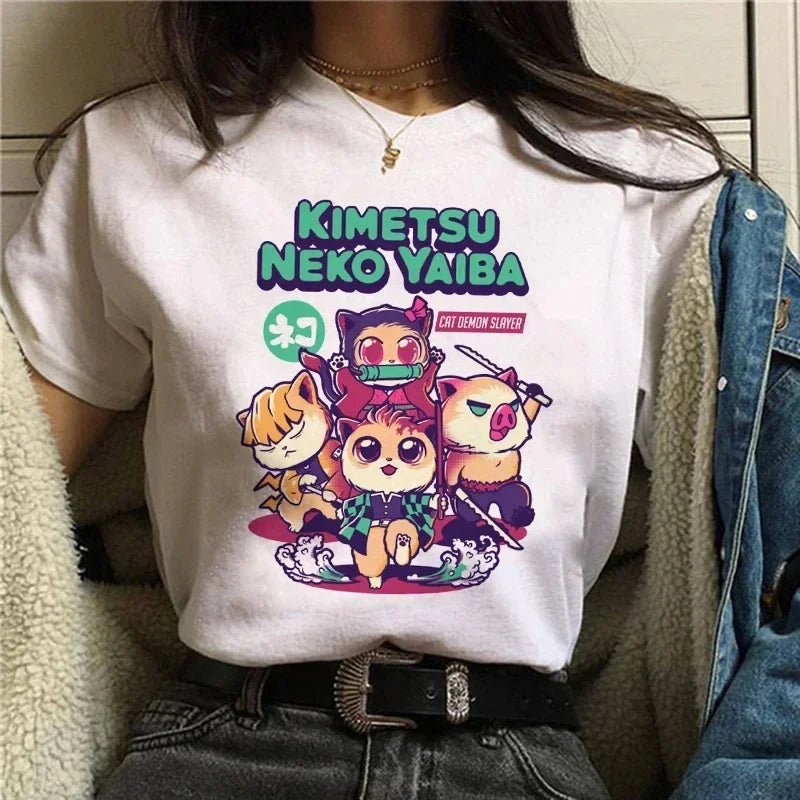 Demon Slayer T Shirt Women Kimetsu No Yaiba Nezuko Tshirt Female Tanjirou Kamado Graphic Tee Shirt Japanese Anime Manga T-shirt